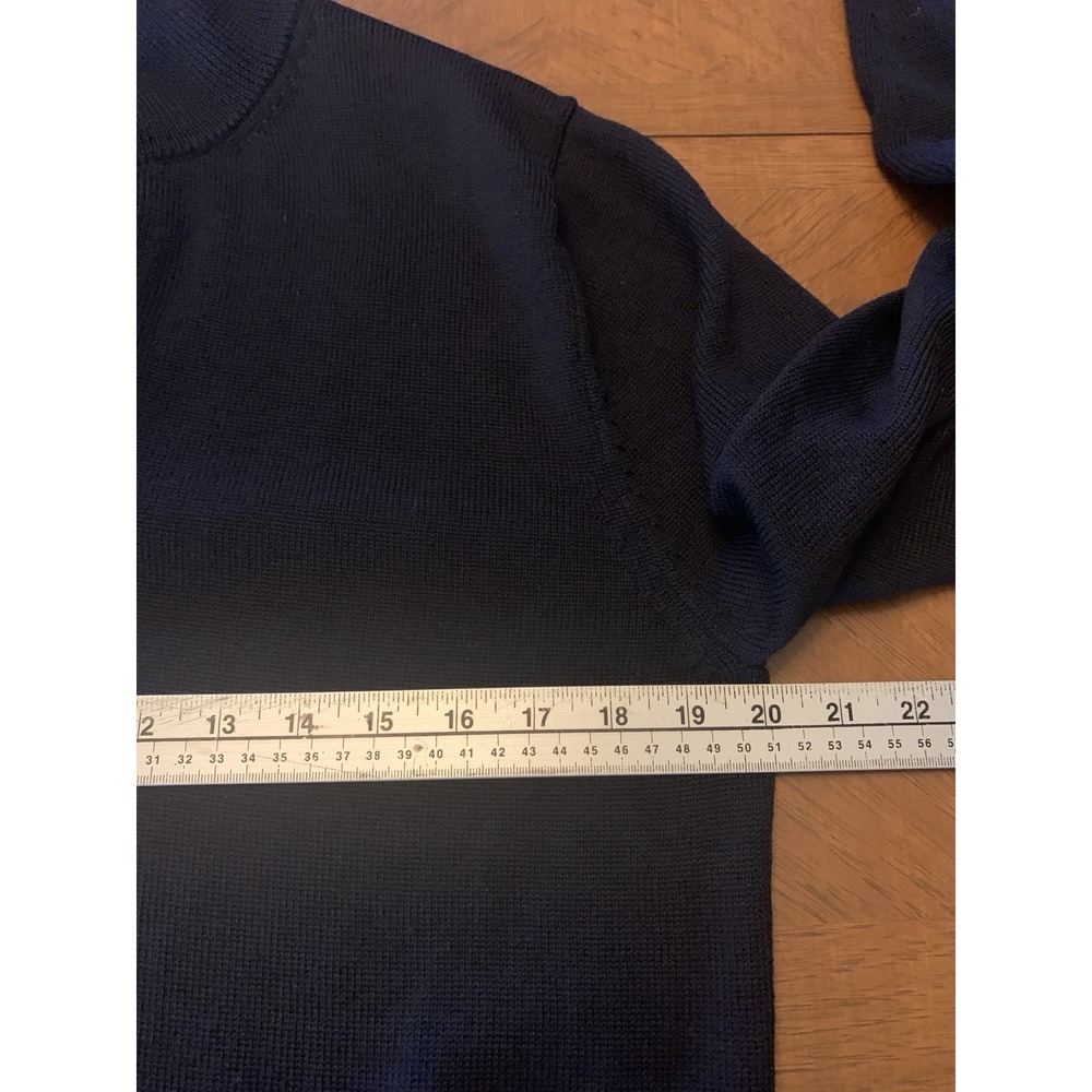 Brooks Brothers Extra Fine Italian Merino Wool Sweater Navy 1/4 Button Up Mens M - Picture 15 of 16